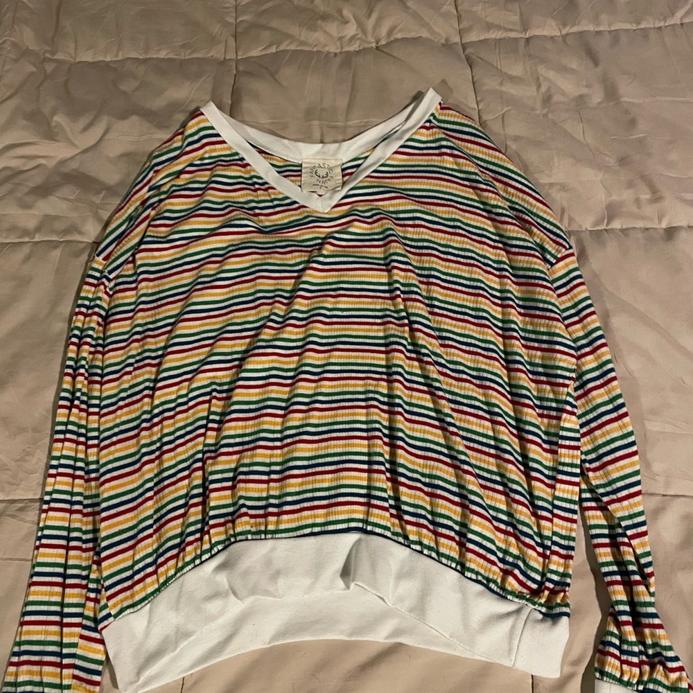 Fantastic Fawn Loose Rainbow Striped Long Sleeve